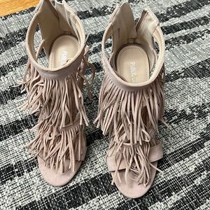 Public desire fringe tan stiletto